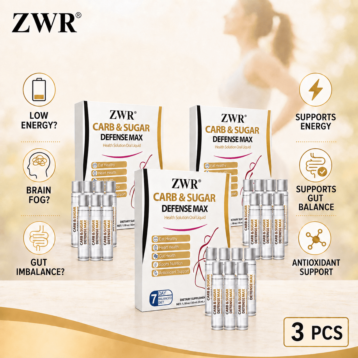 10-in-1 Natural Herbal Oral Liquid, Hunger Balance, Steady Daily Energy & Long-Lasting Antioxidant Defense, Maintain Lasting Inner Confidence, Added NAD, Apple Cider Vinegar, Green Tea, Moringa and Probiotics, 7 Ampoules