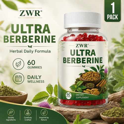 1PACK, Berberine Gummies, Berberine HCL, Ceylon Cinnamon, Milk Thistle, Yerba Mate, Magnesium, Green Tea, Bitter Melon, Turmeric, Ginger, Black Pepper, Daily Wellness Formula