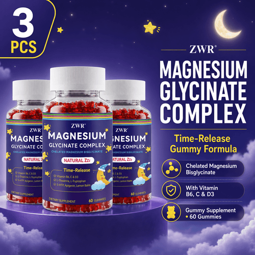 1 PC/ 3 PCS - Magnesium Glycinate Gummies - Supports Relaxation, Calm & Restful Sleep with B6, D3 & L-Theanine