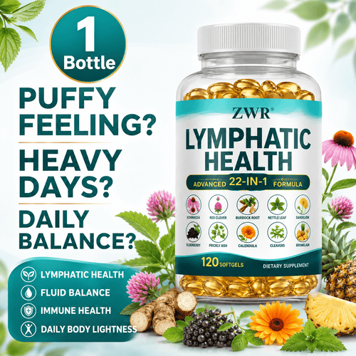 Lymphatic Health Softgels with 21-Herbal Complex Echinacea, Dandelion & Burdock Root- For Circulatory Health, Fluid Wellness & Overall Vitality Health, 120 Softgels