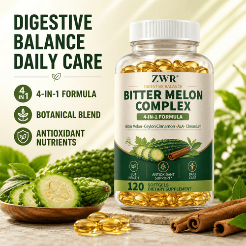 Bitter Melon Supplement with Cinnamon, ALA & Chromium, Herbal 4-in-1 Formula for Daily Metabolism Balance, Digestive Health, Antioxidant Nutrition and Quality Lifestyle, 120 Softgels