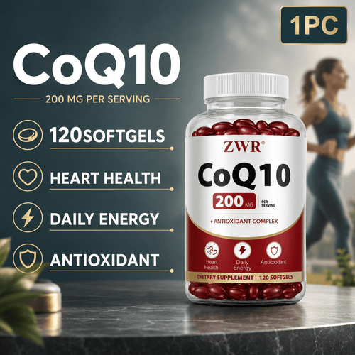 1pc CoQ10 200mg & Citrus Bergamot 150mg Softgels with Grape Seed, Turmeric, Amla, Resveratrol & Garlic - For Heart Health, Cognitive Health & Antioxidant Health, 120ct