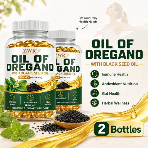 Oil of Oregano Softgels with Black Seed Oil, 500 mg Herbal Blend, Immune Health, Antioxidant Nutrition, Gut Health, Fresh Start, Comfortable Day, Refreshed Feel, 120 Softgels Per Bottle