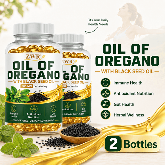 Oil of Oregano Softgels with Black Seed Oil, 500 mg Herbal Blend, Immune Health, Antioxidant Nutrition, Gut Health, Fresh Start, Comfortable Day, Refreshed Feel, 120 Softgels Per Bottle
