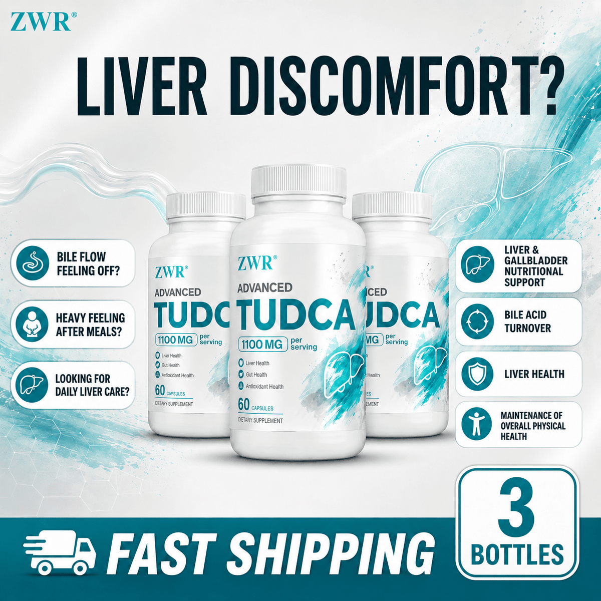 TUDCA Capsules liver and gallbladder nutritional support Bile acid turnover Liver health Maintenance of overall physical healthLiver Care Formula, Advanced TUDCA Blend with 1100mg Tauroursodeoxycholic Acid, 60 Capsules