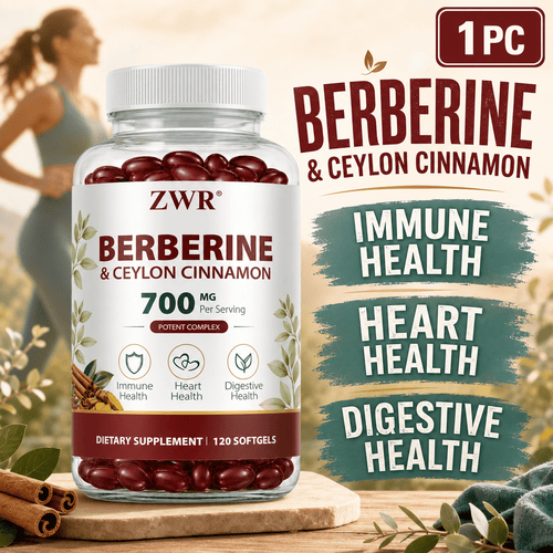 Berberine HCl 600mg & Ceylon Cinnamon 100mg Softgels - For Healthy Glucose Metabolism, Immune Health, Heart Health & Digestive Health, 120ct per Bottle