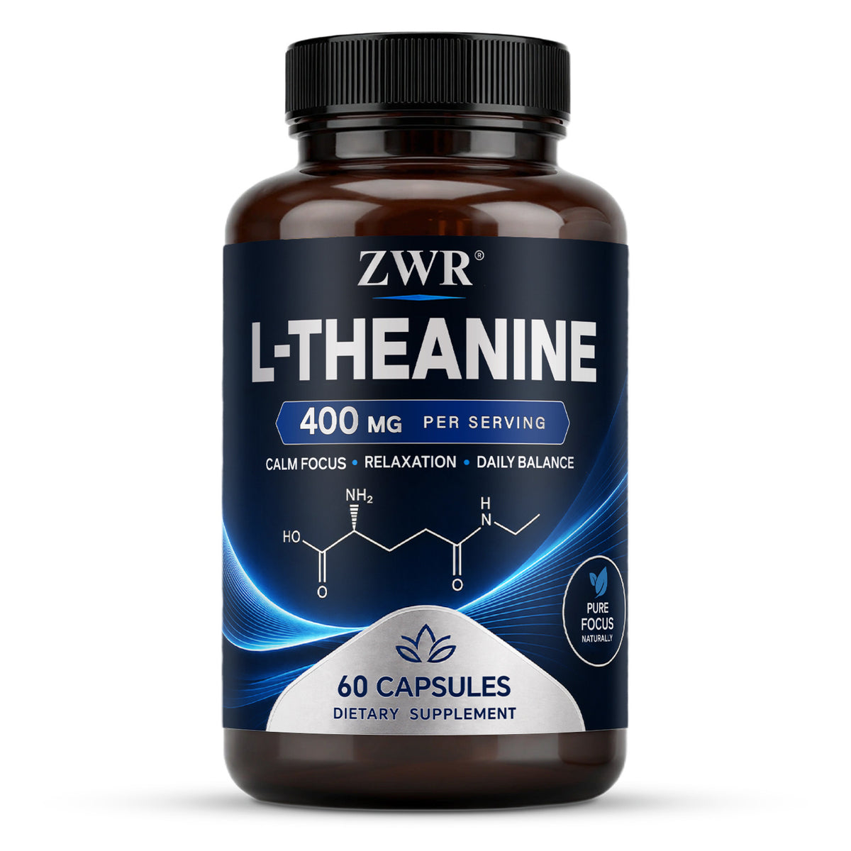 400mg L-Theanine Capsules, L-Theanine Supplement, with 400mg L-Theanine, for Calm Focus & Relaxation & Daily Balance, Great for Both Men and Women, 60 Capsules