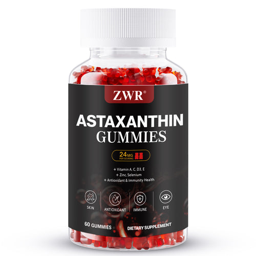 1/3Pcs Astaxanthin Gummies for Adults, Astaxanthin + Resveratrol + Mixed Vitamins, for Skin Radiance & Healthy Vision, Great for Both Men and Women, 60 Gummies