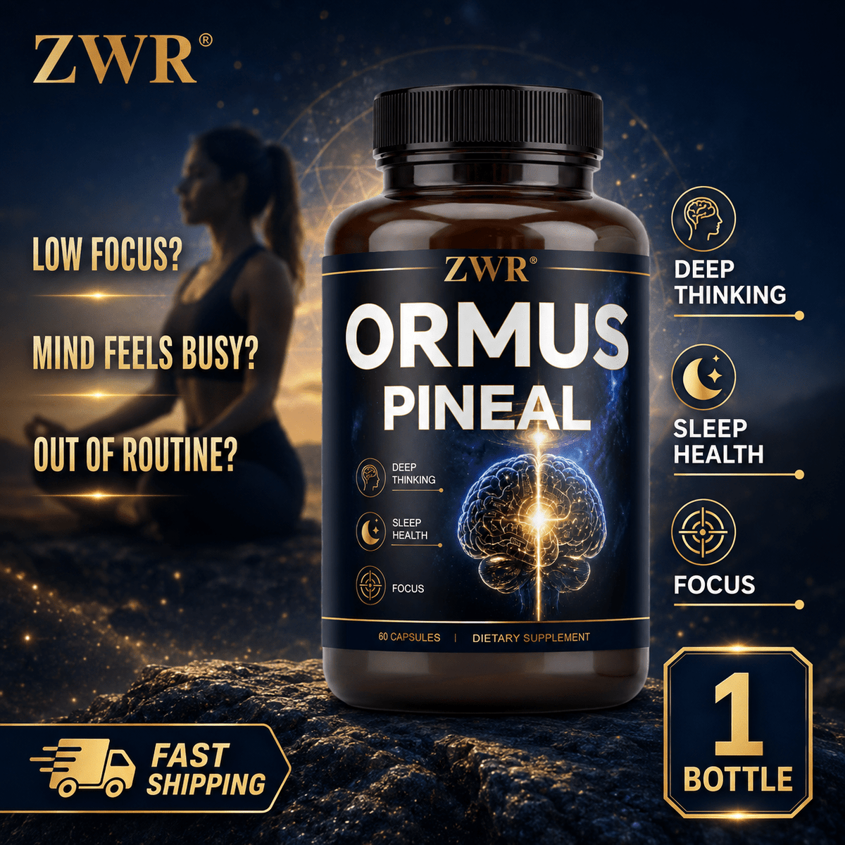 ORMUS PINEAL Capsules. Support Healthy Focus & Restful Sleep, Deliver Powerful Antioxidant Benefits, Radiate Calm Inner Glow. Key Ingredients: Amalaki, Burdock Root, Chlorella, Chaga Mushroom, Turmeric, 60 Counts.