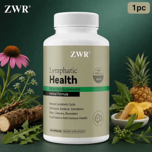 1PC Lymphatic Health Formula with Echinacea, Burdock & Kelp - Supports Natural Circulation, Restful Sleep, Skin Health, 60 Capsules