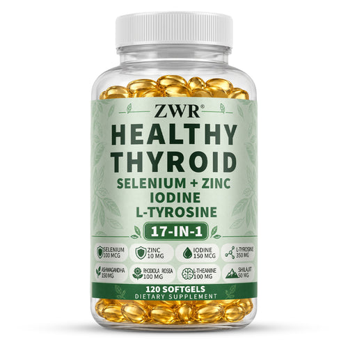 Thyroid Comprehensive Nutrition Softgels, 120 Count | 150 mcg Iodine and 100 mcg Selenium per Serving | Zinc & L-Tyrosine | Daily Body Care