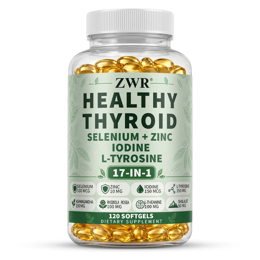 Thyroid Comprehensive Nutrition Softgels, 120 Count | 150 mcg Iodine and 100 mcg Selenium per Serving | Zinc & L-Tyrosine | Daily Body Care
