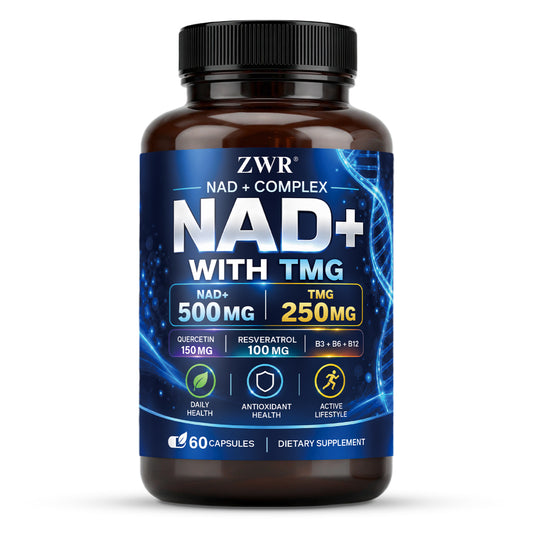 FOCUS FORWARD | ZWR High-Strength NAD+ Complex Capsules, 60 Count | 500 mg NAD+, 250 mg TMG, Quercetin, Resveratrol & B3 + B6 + B12 | Focus, Brain Health & Gut Health