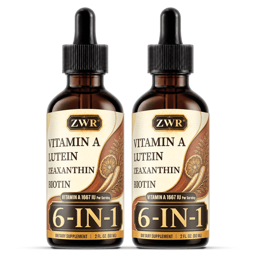 6-in-1 Vitamin A Eye Care Drops | Lutein 25mg, Zeaxanthin 5mg, Biotin, Vitamin E & Zinc | Daily Vision Care, Eye Health, Antioxidant Nutrients & Beauty Nutrition | Lemon Flavor, 2 Fl Oz (60 mL), 30 Servings