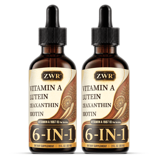 6-in-1 Vitamin A Eye Care Drops | Lutein 25mg, Zeaxanthin 5mg, Biotin, Vitamin E & Zinc | Daily Vision Care, Eye Health, Antioxidant Nutrients & Beauty Nutrition | Lemon Flavor, 2 Fl Oz (60 mL), 30 Servings