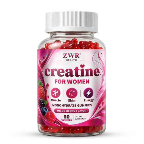 ZWR Creatine for Women Monohydrate Gummies, 60 Count | 3300 mg Creatine with 1650 mg Marine Collagen, Vitamin C, B12 & Hyaluronic Acid | Mixed Berry Flavor | Muscle Health, Beauty Nutrition & Daily Energy