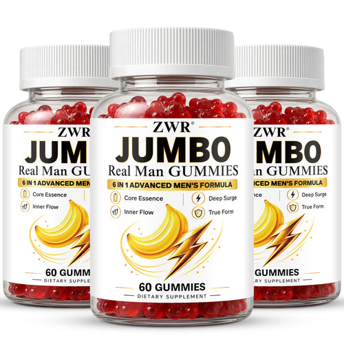 10-in-1 Jumbo Real Man Gummies, Energy Health Supplement, with Ashwagandha, Tribulus, Elderberry, Zinc, Vitamin C, for Core Essence & Inner Flow, Great for Both Men and Women, 60 Gummies