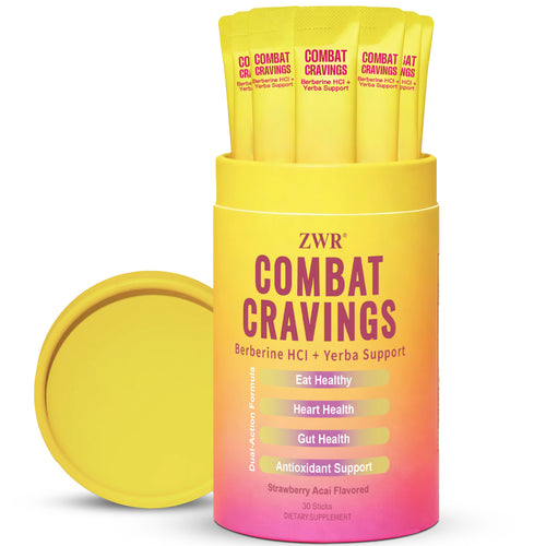 1 PC Combat Cravings Dietary Supplement Powder Sticks, Berberine HCl, Yerba Mate, Cinnamon, Chromium, Magnesium, FOS & Ginger, Healthy Eating Routine, Digestive Balance & Daily Wellness, Strawberry Acai Flavor, 30 Sticks