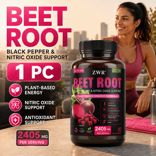 Beet Root Capsules - Daily Beet Root Powder Supplement with Black Pepper Extract, Plant-Based Capsule Formula, 2405mg Per Serving, 60 Capsules-Supports blood health, maintains the circulatory system, and replenishes daily energy.