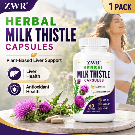 1 PACK - HERBAL MILK THISTLE CAPSULES, with Milk Thistle Seed, Dandelion Root, Plant-Based, 60 Capsules