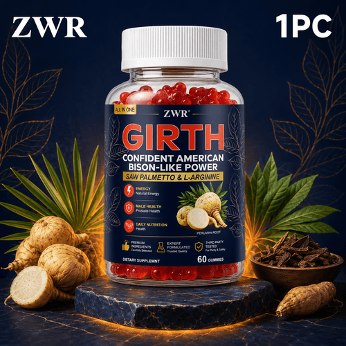 GIRTH Gummies for Men, Complete Nutritional Nourishment, Daily Fuel - Unleashed Men The Beast, Calm Demeanor & Solid Inner Self-Assurance with Peruvian Root, Saw Palmetto, L-Arginine, Tribulus Terrestris & Ashwagandha, 60 Count