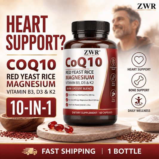 CoQ10 Red Yeast Rice Complex Capsules, 60 Count | 200 mg CoQ10 per Serving | Vitamin, Mineral and Botanical Formula | Red Yeast Rice, Magnesium, Flaxseed & Vitamin K2 | Cardiovascular Health, Vascular Wellness & Energy Nutrition