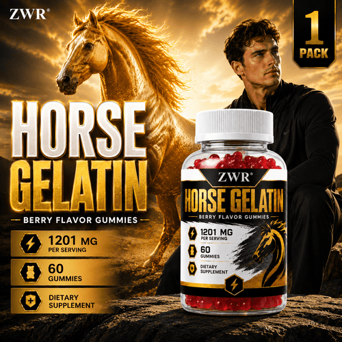 1PCS, Horse Gelatin Gummies, Apple Cider Vinegar Powder, Pomegranate Fruit Juice Powder, Beet Root Juice Powder, Vitamin B6, Folate, Vitamin B12, Daily Nutrition