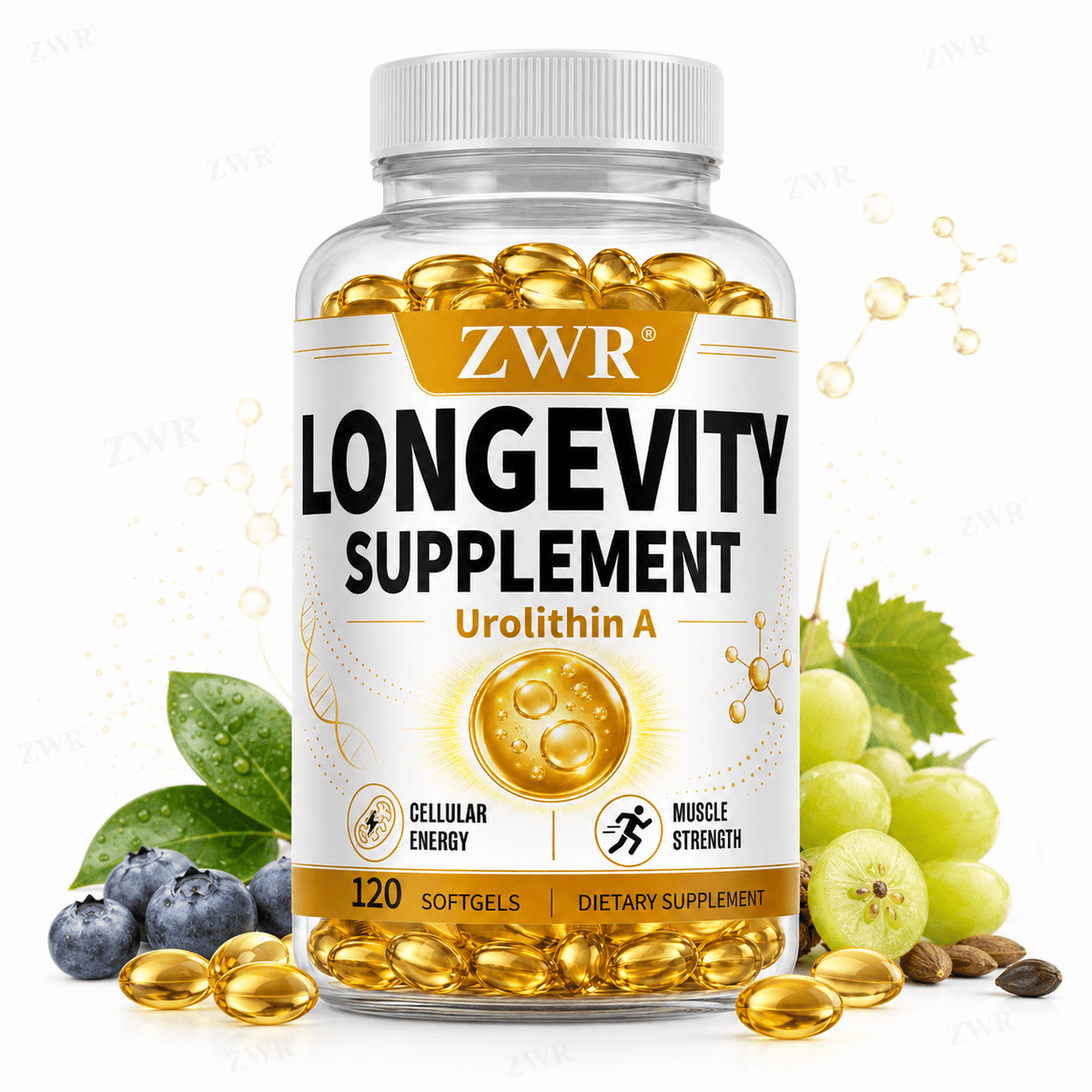 Longevity Supplement, Urolithin A Softgels, Premium Renewal Formula, with Green Tea, Urolithin A, Quercetin, NAD+, Resveratrol, Alpha-Lipoic Acid, for Age Health & Body Balance, Great for Take Two Softgels Daily, 120 Softgels
