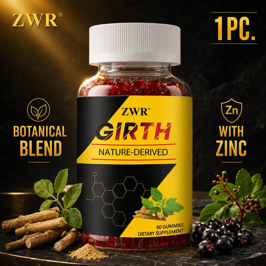 1pc GIRTH Gummies for Men, Holistic Wellness & Steady Energy with Ashwagandha Extract, Tribulus Terrestris, Zinc & Vitamin C, 60 Gummies