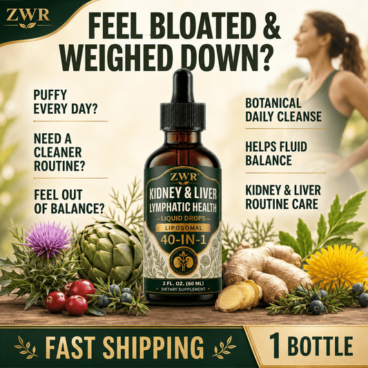 40-in-1Lymphatic, Kidney & Liver Botanical Drops with Milk Thistle, Cranberry, Choline, Zinc & Glutathione for Lymphatic, Liver & Kidney Health, Antioxidant, Digestive health, Fluid Balance and Everyday Botanical Nutrition, 60 m.