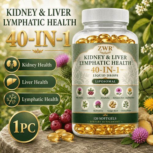 40-IN-1 Kidney & Liver Lymphatic Health Softgels with Liposomal Glutathione, NAC, Milk Thistle, Cranberry & Artichoke, Kidney Health, Liver Health, Lymphatic Health, Antioxidant and Fluid Balance, 120 Softgels