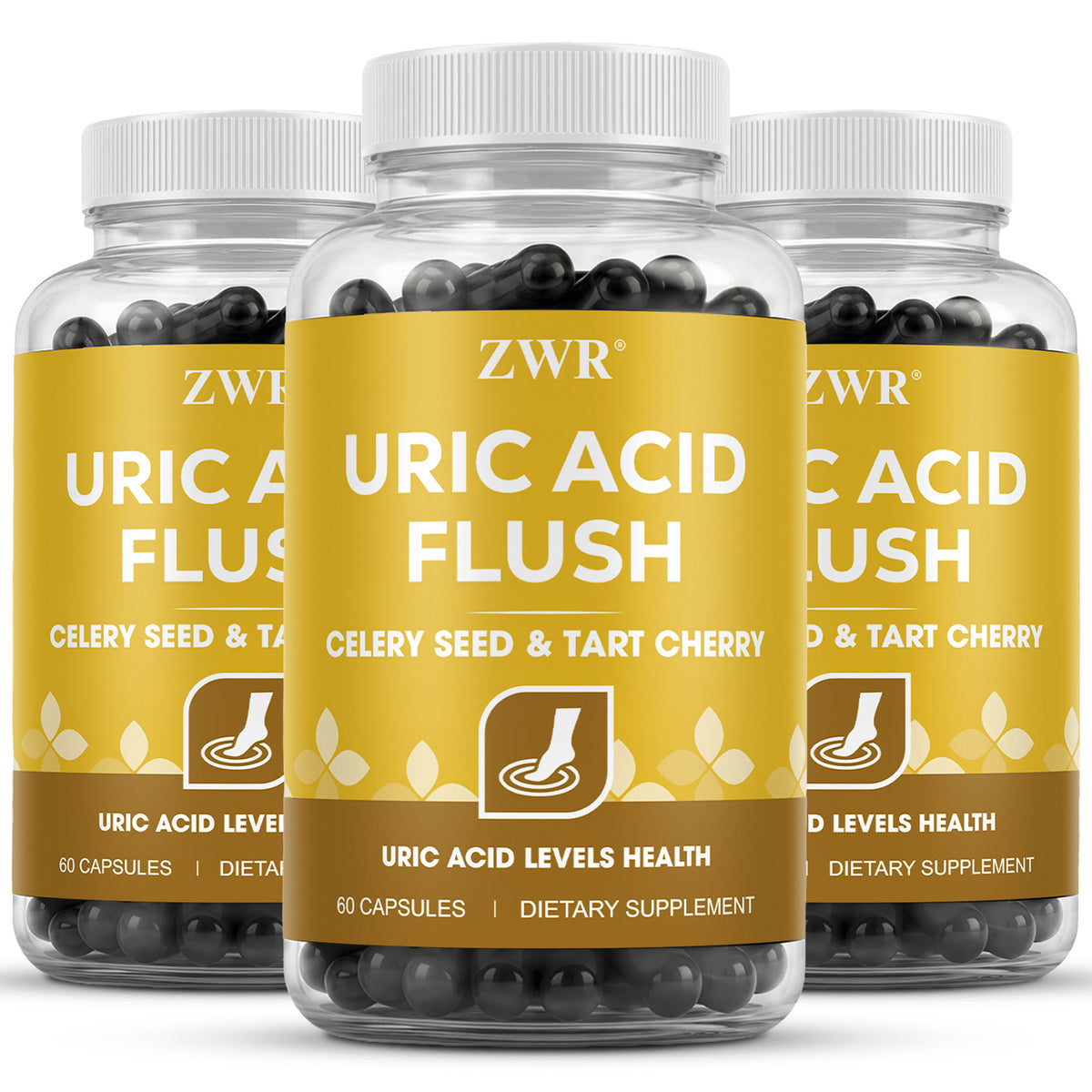 1/3Pcs Uric Acid Flush Capsules, Natural Bone Formula, for Bone Density, Healthy Movement, Balanced Uric Acid, with Celery Seed Extract, Tart Cherry, Parsley, Black Pepper Extract, Great for Take Two Capsules Daily, 60 Capsules