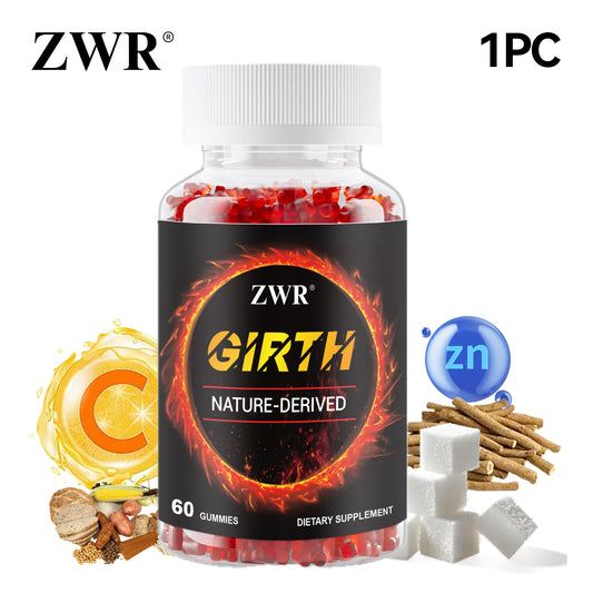 (1/3)pcs GIRTH Gummies for Men, Holistic Wellness & Steady Energy with Ashwagandha Extract, Tribulus Terrestris, Zinc & Vitamin C, 60 Gummies