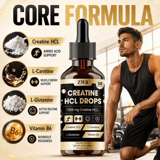 CREATINE HCL DROPS Liquid Supplement, 1500mg Creatine HCL Formula with L-Carnitine, L-Glutamine & Vitamin B6, Amino Acid Support for Muscle Energy, Workout Routine & Daily Fitness Support, 60mL