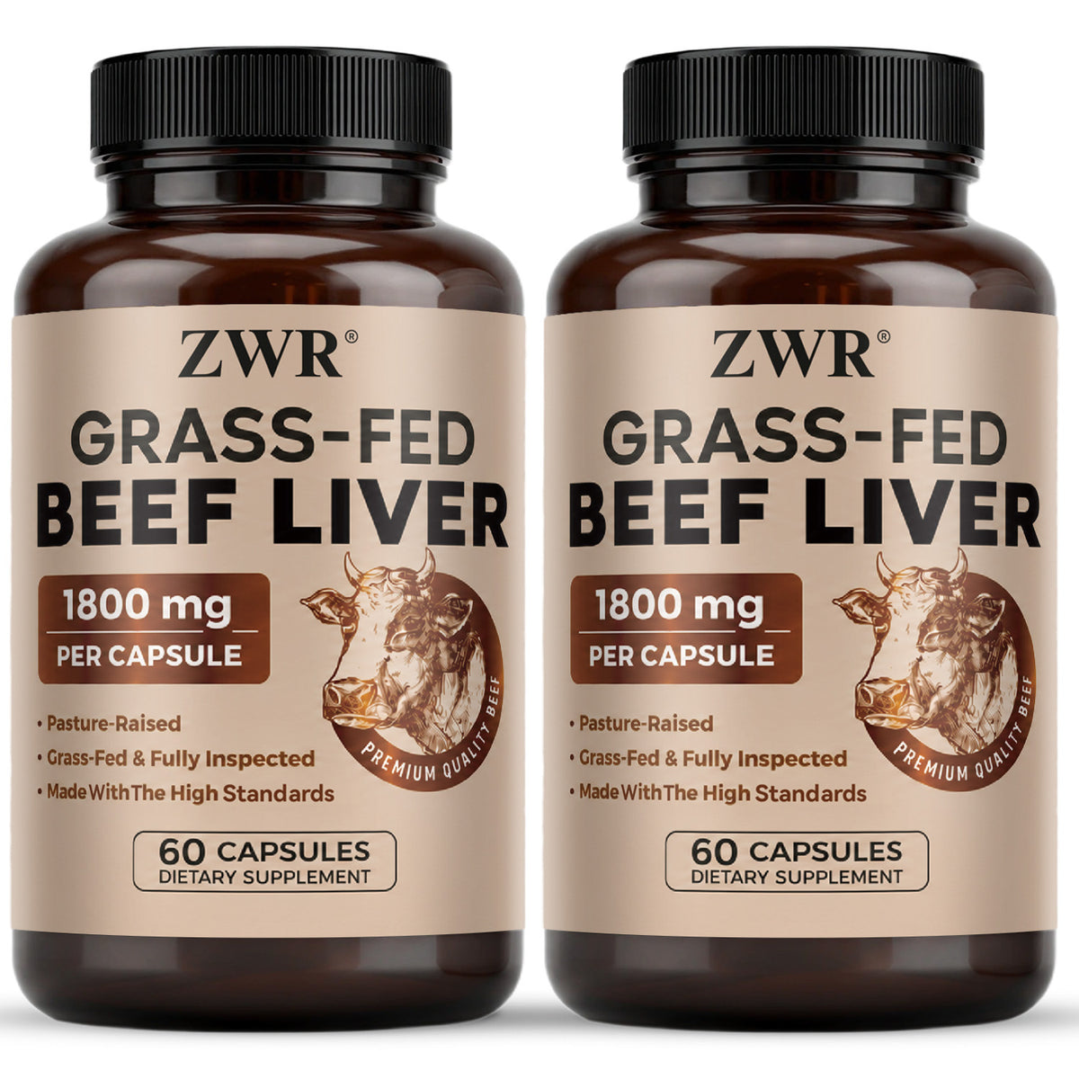 1800mg Grass Fed Beef Liver Capsules - Natural Iron, Vitamin A & B12, Supports Energy, Immune Health, and Red Blood Cell Formation, Freeze Dried Liver Supplement, Third-party tested, 30 Servings Per Bottle