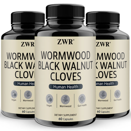 1/3 PCS - Wormwood Black Walnut Clove Capsules, with Sweet Wormwood 300mg, Black Walnut 200mg, Cloves 100mg, Daily Wellness, 60 Capsules - 1 Bottle/ 3 Bottles
