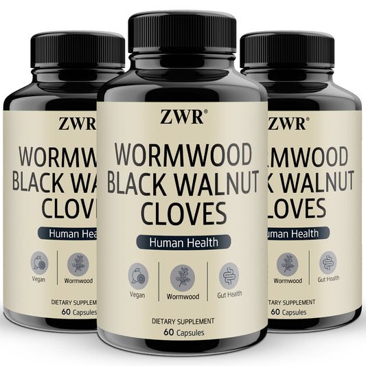 1/3 PCS - Wormwood Black Walnut Clove Capsules, with Sweet Wormwood 300mg, Black Walnut 200mg, Cloves 100mg, Daily Wellness, 60 Capsules - 1 Bottle/ 3 Bottles