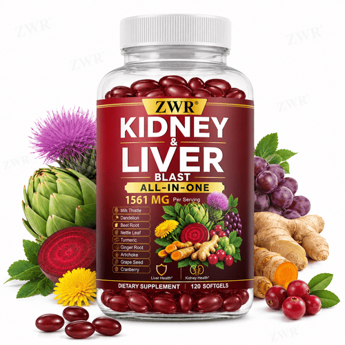 All-in-One Kidney & Liver Health Softgels, Herbal Wellness Blend, with Turmeric, Dandelion Root, Milk Thistle, Beet Root, for Liver Comfort & Natural Energy Flow, Great for Morning Routine, 120 Softgels