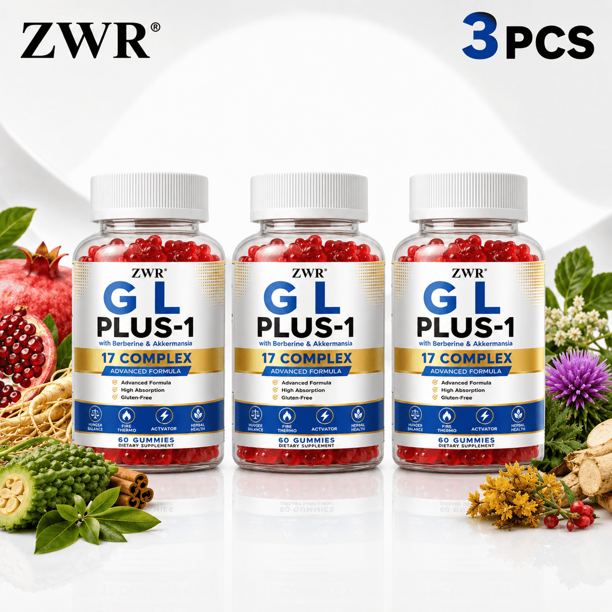 17-in-1 Scientific Formula Gummies, Hunger Balance, Stable Energy & Antioxidant Support, Radiate Confidence From Within with Berberine, Cinnamon, Ginseng, Turmeric and Green Tea, 60 Count