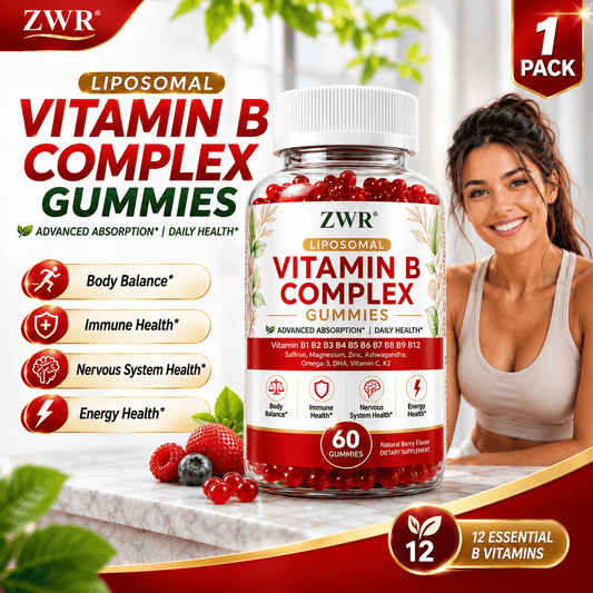 1PACK, Liposomal Vitamin B Complex Gummies, B1 B2 B3 B5 B6 B7 B9 B12, Vitamin C, D3, K2, Magnesium, Zinc, Omega-3, DHA, Saffron, Ashwagandha, Daily Adult Nutrition Formula