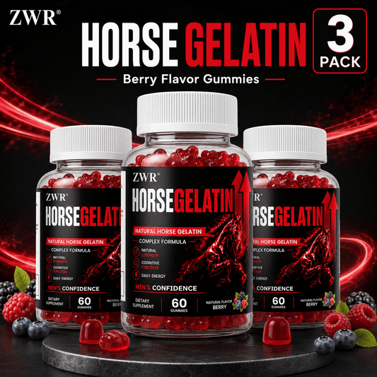 Horse Gelatin Gummies, Apple Cider Vinegar Powder, Pomegranate Fruit Powder, Beet Root Powder, Vitamin B6, Folate, Vitamin B12, Daily Wellness Formula