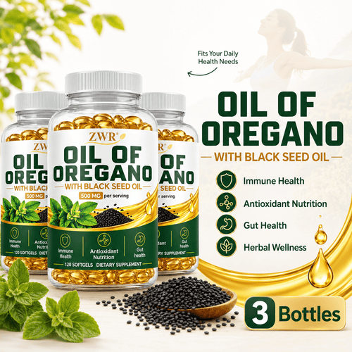 Oil of Oregano Softgels with Black Seed Oil, 500 mg Herbal Blend, Immune Health, Antioxidant Nutrition, Gut Health, Fresh Start, Comfortable Day, Refreshed Feel, 120 Softgels Per Bottle