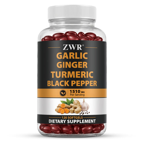 Turmeric Softgels - 2360mg Per Serving, Natural Immune Blend, with Garlic, Turmeric, Ginger, Black Pepper, for Healthy Defense & Active Living, Great for Active Lifestyle, 120 Softgels