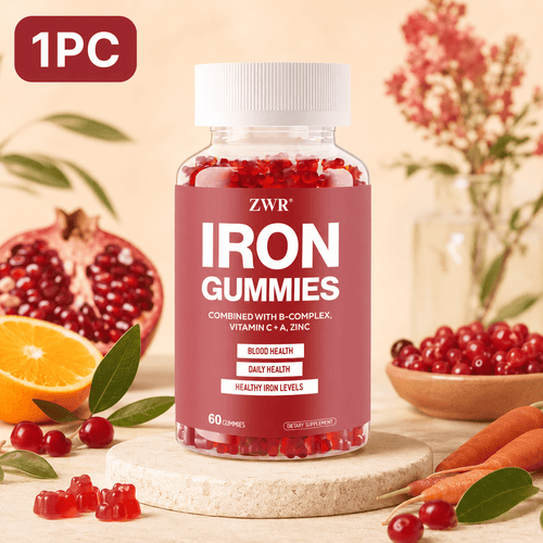 1/3pcs Iron Supplement Gummies - 10mg Iron, 80mg Vitamin C, 90mcg Vitamin A & 0.34mg Zinc with B Vitamins & Biotin per serving - Pectin Gummies - Supports Immune Health - Dietary Supplement