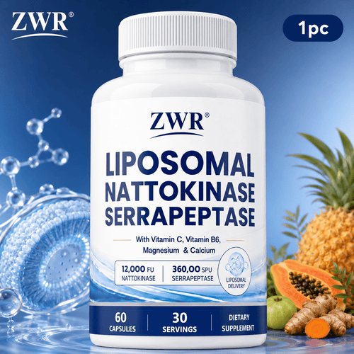 1 PC Liposomal Nattokinase Serrapeptase Capsules with Vitamin C B6 Magnesium Calcium Enzyme Blend & Inulin Supports Digestive Health 60 Capsules