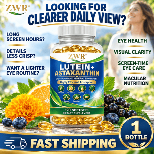 Lutein + Astaxanthin Eye Softgels | DHA 200 mg, Lutein 10 mg, Bilberry 120 mg & Astaxanthin 4 mg | Eye Health | Visual Clarity | Screen-Time Eye Care | Macular Nutrition | Zeaxanthin, Saffron, Zinc & Vitamin C | 120 Softgels.