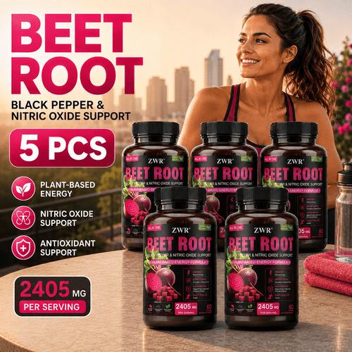 Beet Root Capsules - Daily Beet Root Powder Supplement with Black Pepper Extract, Plant-Based Capsule Formula, 2405mg Per Serving, 60 Capsules-Supports blood health, maintains the circulatory system, and replenishes daily energy.