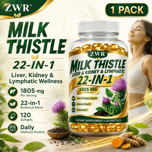 1PACK, Milk Thistle 22 in 1 Softgels, Milk Thistle Extract, Dandelion Root Extract, NAC, Turmeric Root Extract, Cranberry Extract, Beet Root Extract, Burdock Root Extract, Chlorella Powder, Grape Seed Extract, Daily Botanical Nutrition