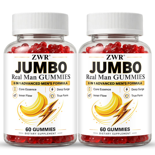 10-in-1 Jumbo Real Man Gummies, Energy Health Supplement, with Ashwagandha, Tribulus, Elderberry, Zinc, Vitamin C, for Core Essence & Inner Flow, Great for Both Men and Women, 60 Gummies