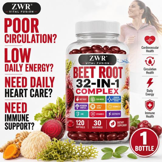1 Bottle Beet Root 32-in-1 Complex Softgels, 120 Softgels, 30 Servings, Cardiovascular Health, Circulation Health, Daily Energy & Immune Health